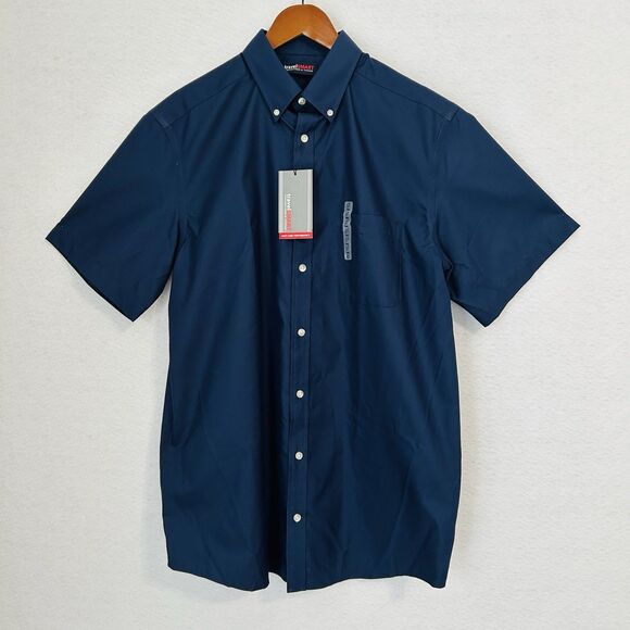 Roundtree & York Button Up Shirt Men L Tall Navy Travel Smart Office Classic NWT - Picture 12 of 13